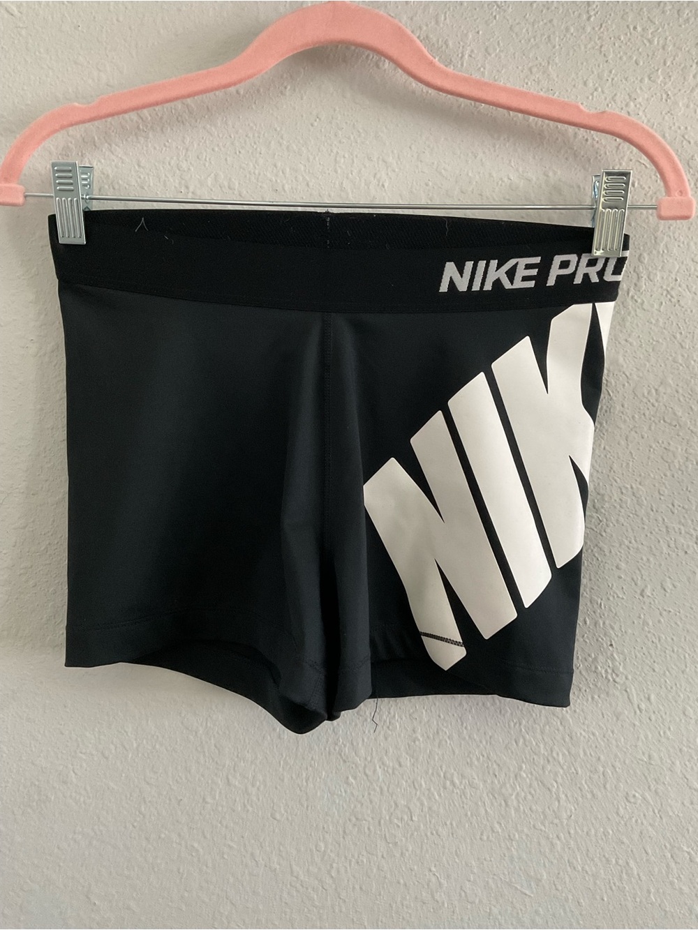 Nike Pro Black Bike Shorts with White Logo